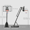 Soozier Outdoor Portable Basketball Hoop and Stand with Backboard Weighted Base Wheels, 115.4
