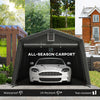 12' x 20' Portable Garage, Heavy Duty Carport Canopy with Ventilation Windows and Large Roll-up Door, Dark Grey