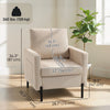 Accent Chair Modern Upholstered Armchair with Side Pockets and Cushion for Bedroom, Living Room, Beige