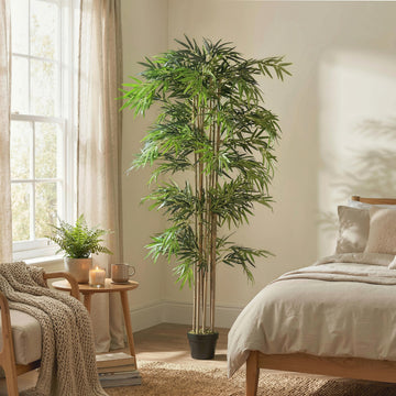 6FT Artificial Bamboo Tree, Fake Plant with 1530 Leaves, Greenery Plant in Nursery Pot for Indoor, Green