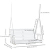 2 Seater Porch Swing Wooden Patio Swing Chair Seat with Cup Holder and Chains Outdoor Swing Bench for Garden Yard, White