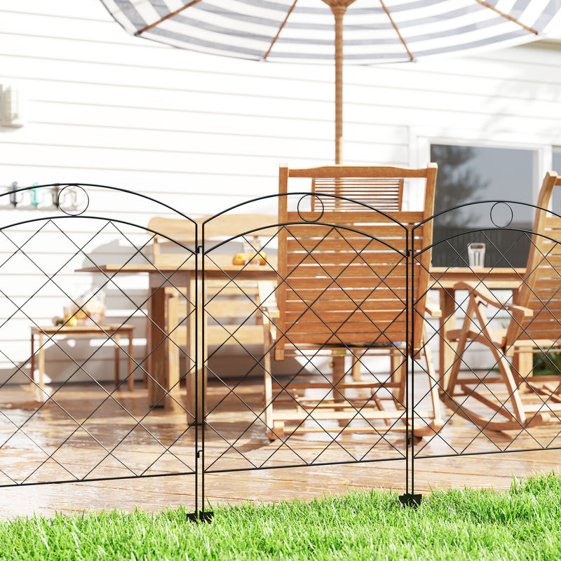 4 Pack Garden Fencing for Yard, Decorative Fence Panels as Animal Barrier and Flower Edging, Circle, Black