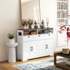 Sideboard, Buffet Cabinet with 4 Barn Doors and 3 Drawers, Coffee Bar Cabinet with Adjustable Shelves