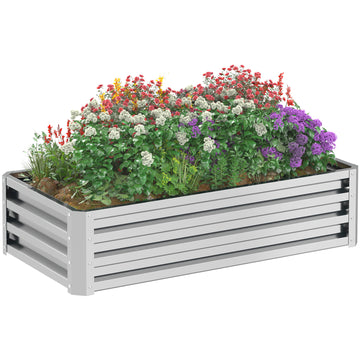 Galvanized Raised Garden Bed, Outdoor Planter Box for Vegetables, Flowers, Herbs, 4' x 2' x 1', Silver