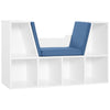 6-Cubby Bookcase with Seat Cushion, Cube Storage Shelf with Reading Nook for Home Office, Study, Blue