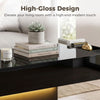 LED Coffee Table with Storage, High Gloss Modern Center Table with 2 Drawers and Remote Control for Living Room
