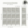 4-Panel Wall Partition Room Separator with 3 Storage Shelves Foldable Design Wooden Frame 5.6FT Distressed White