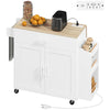 Kitchen Island with Storage, Rolling Kitchen Cart with Foldable Drop Leaf, Power Outlet and USB Ports