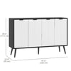 Modern Sideboard and Buffet, Dining Room Cabinet with Adjustable Shelves and 4 Doors, Black