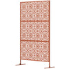 Decorative Outdoor Privacy Panel with Stand, Freestanding Metal Outdoor Divider for Garden, Backyard, Deck, Brown