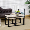 Nesting Coffee Table Set of 3, Modern End Tables with Black Metal Frame for Living Room Home Furniture, Brown