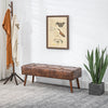 Bedroom Bench, End of Bed Bench with Button Tufted, PU Leather Upholstered Entryway Bench with Wood Legs, Brown