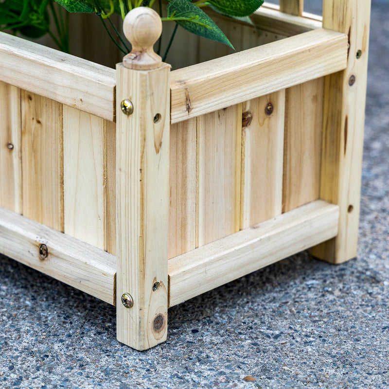 Raised Garden Bed with Trellis, Wood Planter Box for Garden, Free Standing Flower Bed, 25.2