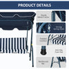 Outdoor Porch Swing with Adjustable Canopy, 3-Seater Patio Swing Chair with Cushion, Blue
