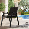 4 Pieces Outdoor Furniture Set with 2 Stackable Chairs, Loveseat, Patio Conversation Set with Glass Coffee Table, Black