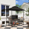 8' x 5' Barbecue Gazebo, 2-Tier BBQ Gazebo with 2 Side Shelves, Storage Basket, Hanging Hooks, Dark Grey