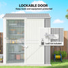 7' x 6' Tall Outdoor Storage Shed, Waterproof Metal Garden Shed with Gloves, Lockable Door, Silver