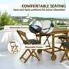 5 Pieces Wood Patio Dining Set, Wheeled Patio Table and Folding Chairs with Cushions for Garden Backyard Poolside, Teak