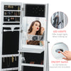 Jewellery Cabinet with Full-Length Mirror, Standing Jewelry Armoire with LED Light, White