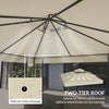 10' x 10' Gazebo Canopy Replacement Cover, 2-Tier Garden Gazebo Roof Replacement, UPF30+, TOP COVER ONLY, Cream White