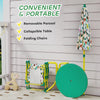 Qaba Kids Picnic Table, Kids Table and Chair Set with 2 Folding Chairs and Umbrella for Backyard, Garden, Patio, Green