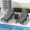 Patio Chaise Lounge Chair Cushions Replacement Sun Lounger Pads with Headrest and Ties, Set of 2, Grey