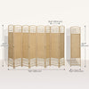 4 Panel Folding Room Divider, Portable Privacy Screen, Wave Fiber Room Partition for Home Office, White, Natural Wood