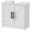 Farmhouse Pedestal Sink Storage Cabinet, Bathroom Under Sink Cabinet with 2 Barn Doors and Adjustable Shelf, White