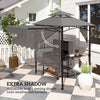 8' x 7.6' Grill Gazebo, Double Tiered Barbecue Grill Gazebo Shelter w/ Side Awning, 2 Side Shelves, 6 Hooks, Dark Grey