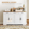 Sideboard Buffet Cabinet with Storage, Modern Coffee Bar Cabinet with 3 Drawers and Adjustable Shelves, Distressed