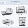 39 Pcs Small Animal Cage Bunny Hutch Portable Metal Wire with Ramps for Kitten Chinchilla, Black
