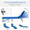 Folding Outdoor Lounge Chair, Portable Reclining Beach Lounger with Face Hole, Detachable Pillow, 4-Position Adjustable Backrest, For Patio, Garden, Poolside, Blue