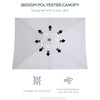 6.6x5ft  Fir Wooden Patio Umbrella Square Market Parasol Tilt Mechanism 6 Ribs Garden Sunshade, Cream White