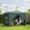 10'x10' Outdoor Pop Up Party Tent Wedding Gazebo Canopy with Carrying Bag (Dark Green)