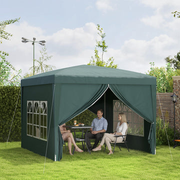 10'x10' Outdoor Pop Up Party Tent Wedding Gazebo Canopy with Carrying Bag (Dark Green)