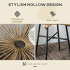 Rattan Side Table, Round Outdoor Table, with Round PE Rattan and Tempered Glass Table Top for Patio, Garden, Beige