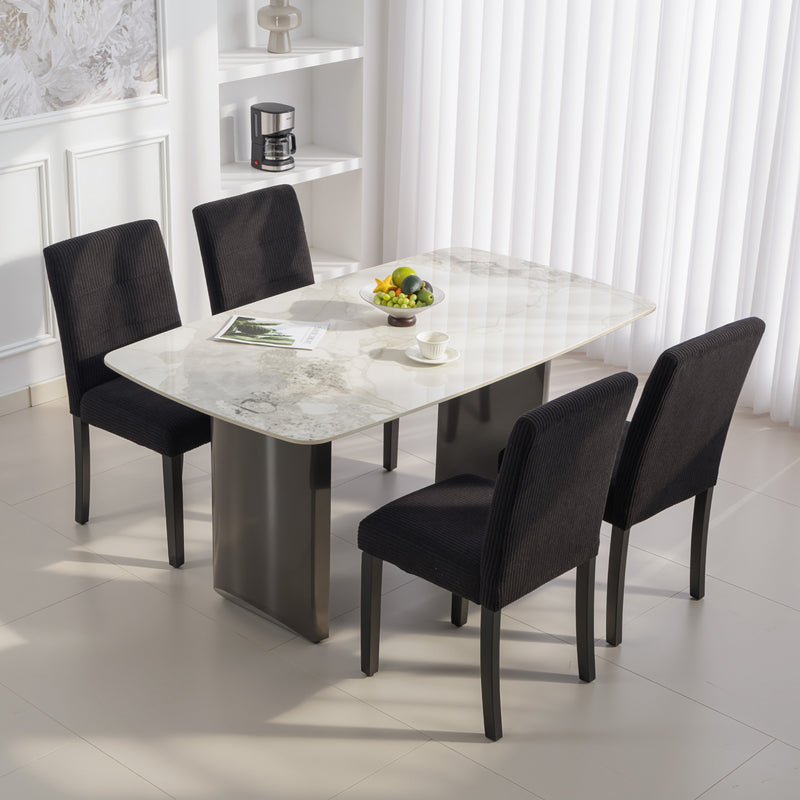 Modern Dining Chairs Set of 4, Kitchen Chairs with Rubberwood Legs and Padded Seat