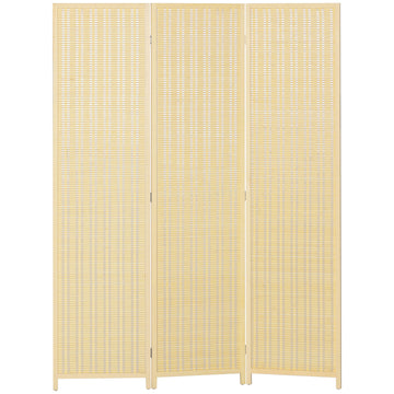 Woven Bamboo Room Divider, 3 Panel Folding Indoor Privacy Screens for Home Office, Natural Wood
