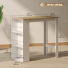Bar Table Counter Height Dining Table with 3 Storage Shelves for Kitchen, Dining Room, Living Room, White