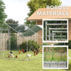 Large Metal Chicken Run with Waterproof & UV-Resistant Cover, Feeding Door, Hanging Feeder, Perch for 18-24 Chickens