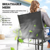 Outdoor Dining Set for 6, Faux Wood Patio Table and Chairs with Breathable Mesh Seat, Galvanized Steel Frame, Black