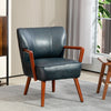 Accent Chair, Modern Armchair, Faux Leather Upholstered Living Room Chair with Wood Legs and Wide Padded Seat