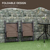 Folding Outdoor Bistro Set, Patio Table and Chairs with Reclining Backrest and Round Dining Table, Brown