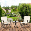 3 Piece Patio Glider Set Outdoor Gliders with Breathable Mesh Seat, Glass Top Table for Garden, Yard, Cream White