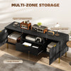 Modern TV Console for TVs up to 60 Inch, Entertainment Center with Smart RGB LED Lights and Soft Close Doors, Black