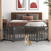 Foldable Dog Gate with Door, 4 Panels Fressstanding Pet Gate, Black