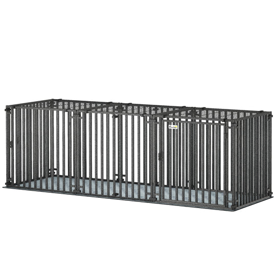 83 Inch Heavy Duty Dog Crate, Extra Large Metal Dog Cage Kennel with Mat for Large Breeds, Modular Puppy Playpen