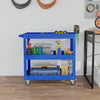 3 Tier Rolling Tool Cart with Wheels, 330 LBS Capacity Heavy Duty Utility Cart, Mobile Service Cart for Garage, Blue