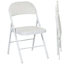 Set of 2 Metal Foldable Chairs, PU Leather Padded Folding Chairs with Cushion Seat and Open Back for Indoor, White