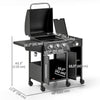 3 Burner Gas Grill with Side Burner, 9.5 KW Propane BBQ Grill, Cabinet Style with Shelves, Wheels, Instant Ignition